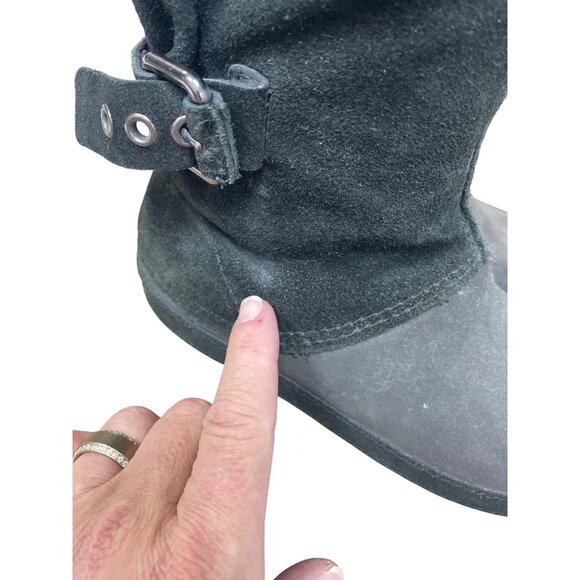 Crocs Faux Leather Fur Lined  Womans Black Mid Calf Winter boots Sz 8 SKU 9568 - Picture 15 of 16